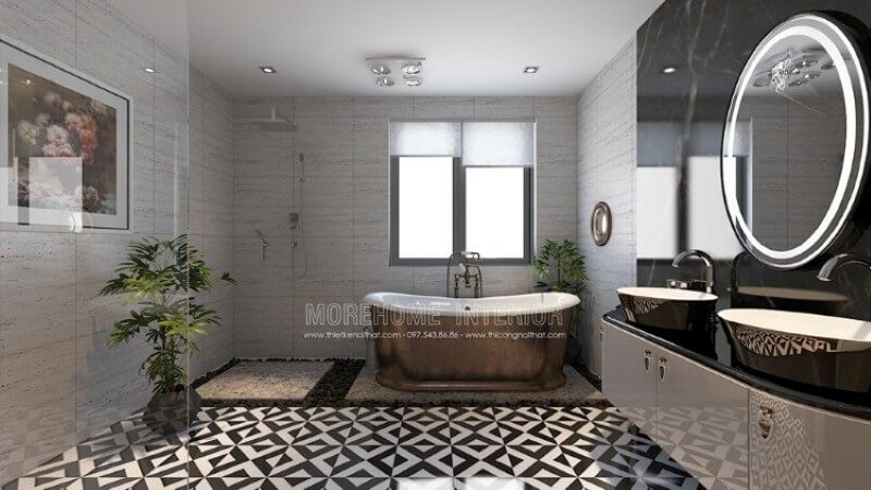 Gương trang trí hình tròn lạ mắt sẽ làm nên ấn tượng cho thiết kế nội thất của phòng tắm và nhà vệ sinh.